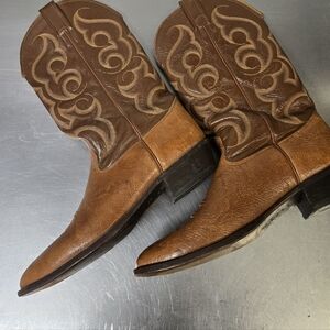 Vintage Nocona Made In USA 12 B Western Cowboy Boots Brown Leather